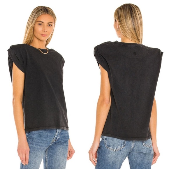 ANINE BING Tanner Structured Shoulder Tank Tee in white Size medium - Picture 3 of 12